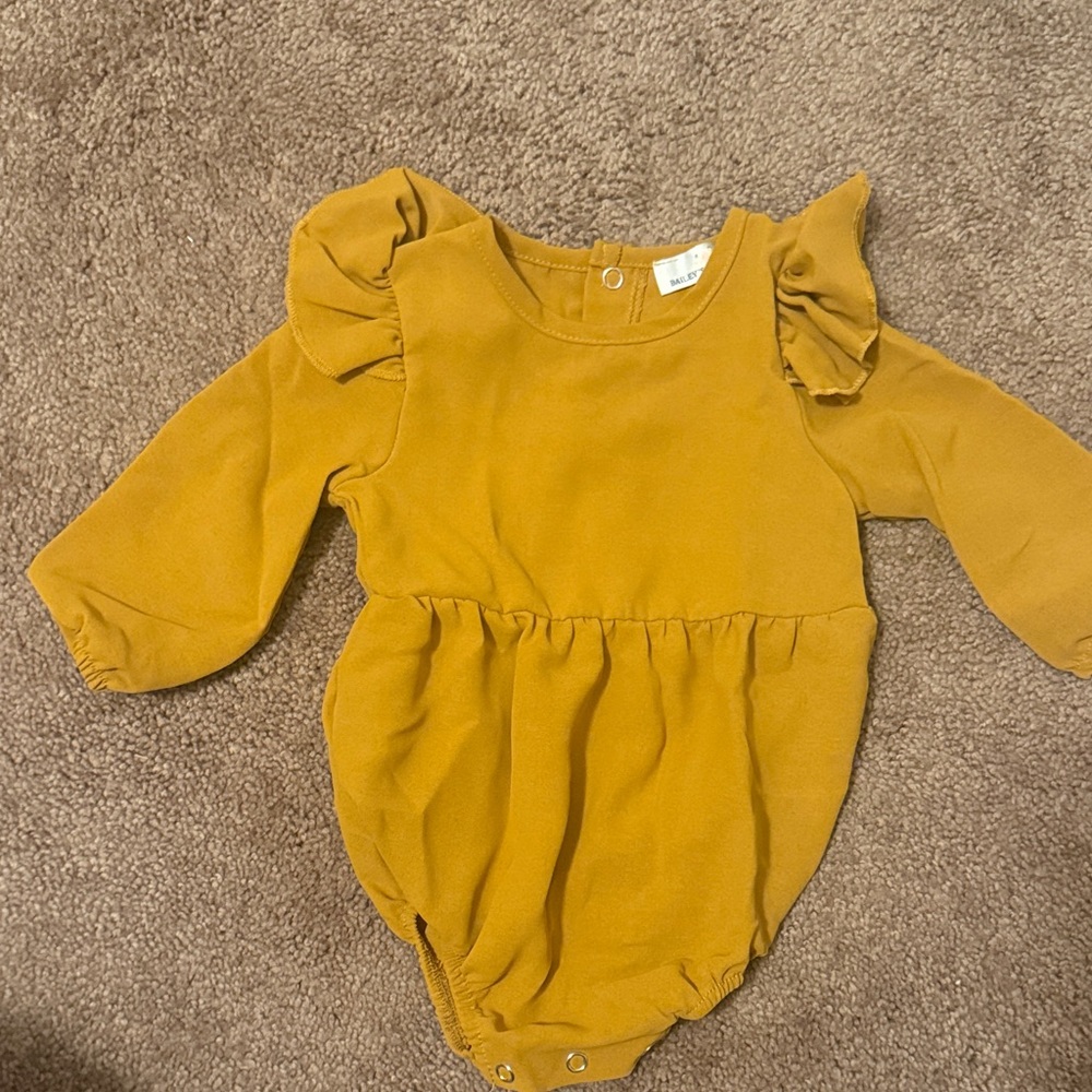 Mustard Ruffle Sleeve Baby One-Piece Bodysuit